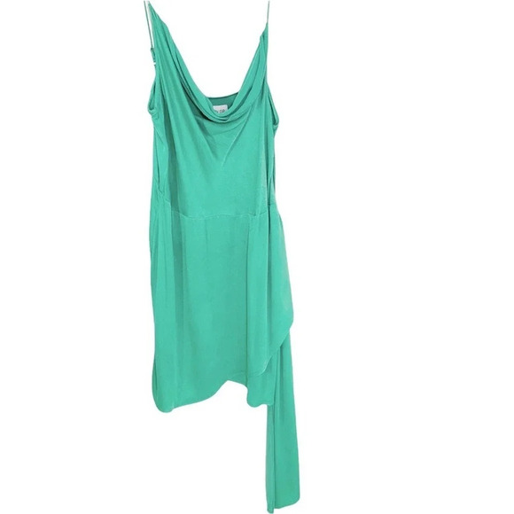 Saylor Mykonos Cowl Neck Satin Dress Blue Green Size XL - Picture 3 of 8